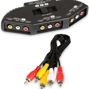 Video RCA 3IN 1Switch Box + RCA Cable for Connecting 3 RCA Output Devices to Your TV