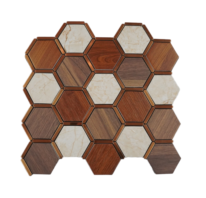 Hexagon Aluminum Plastic Mosaic Tile Self Adhesive Tiles for Walls And Floors And Kitchen Backsplash