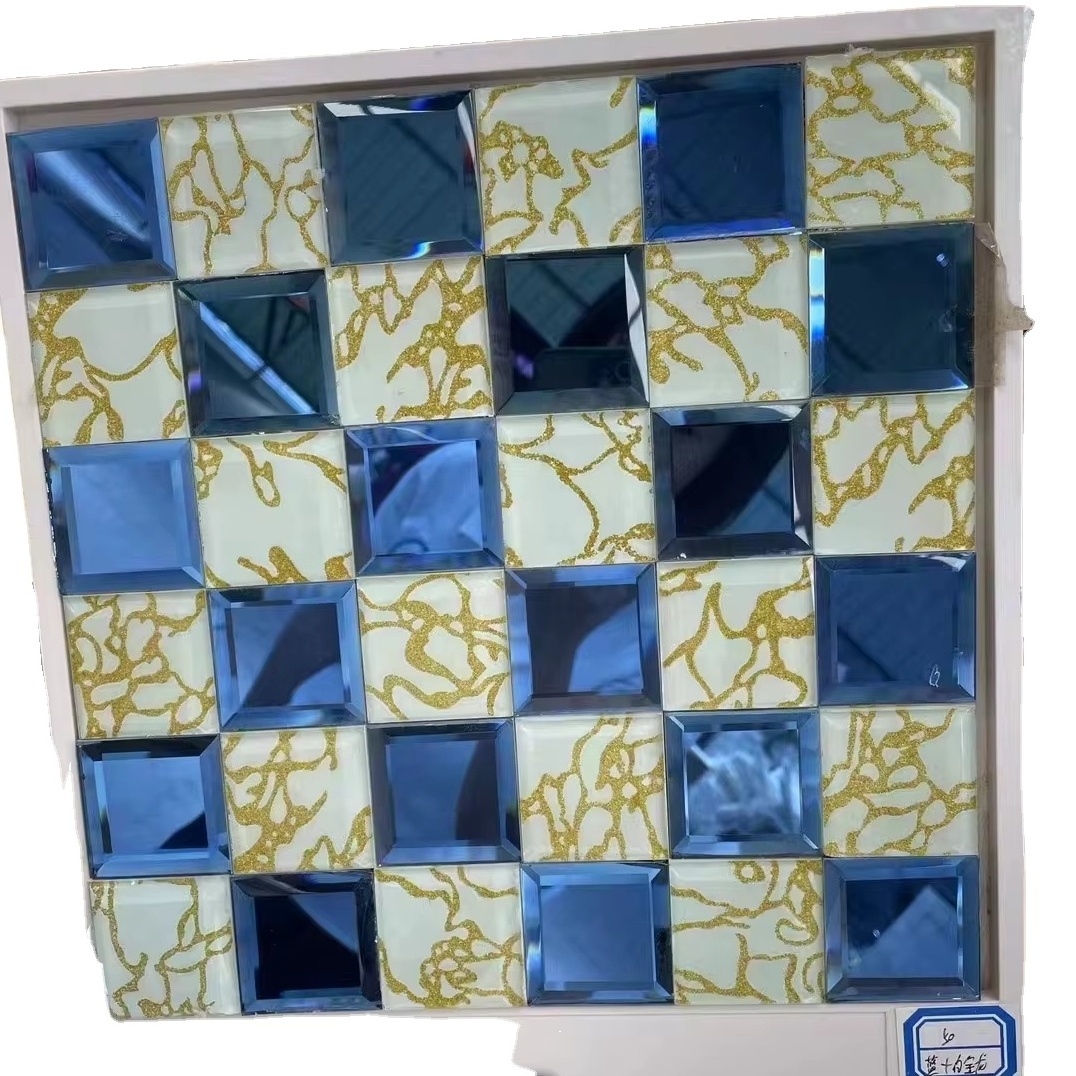 Bronze Golden Silver Color Square Self Adhesive Bevel Backsplash Wall Tile Mirror Glass Tiles Mosaic