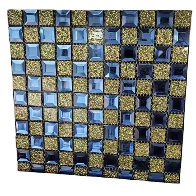 Bronze Golden Silver Color Square Self Adhesive Bevel Backsplash Wall Tile Mirror Glass Tiles Mosaic