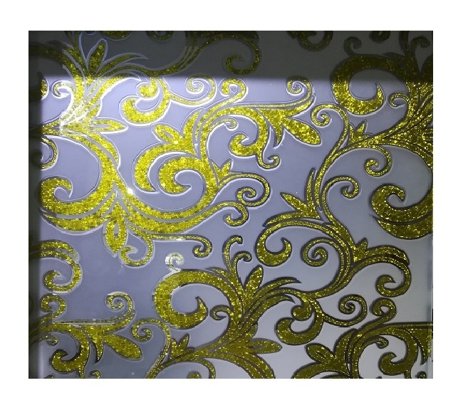 Hot Selling 4mm 5mm Ice Flower Acid Etched Decorative Golden Mirror Glass for Ceiling