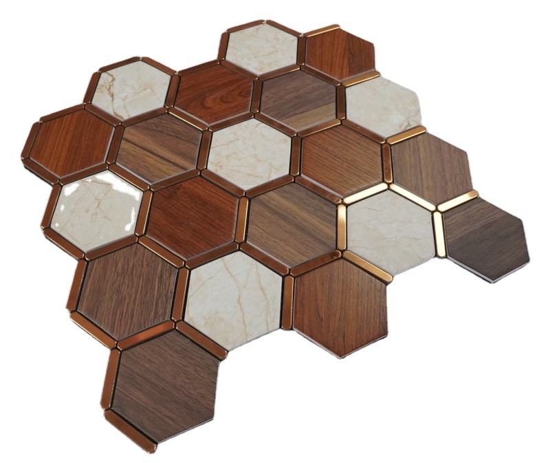 Hexagon Aluminum Plastic Mosaic Tile Self Adhesive Tiles for Walls And Floors And Kitchen Backsplash