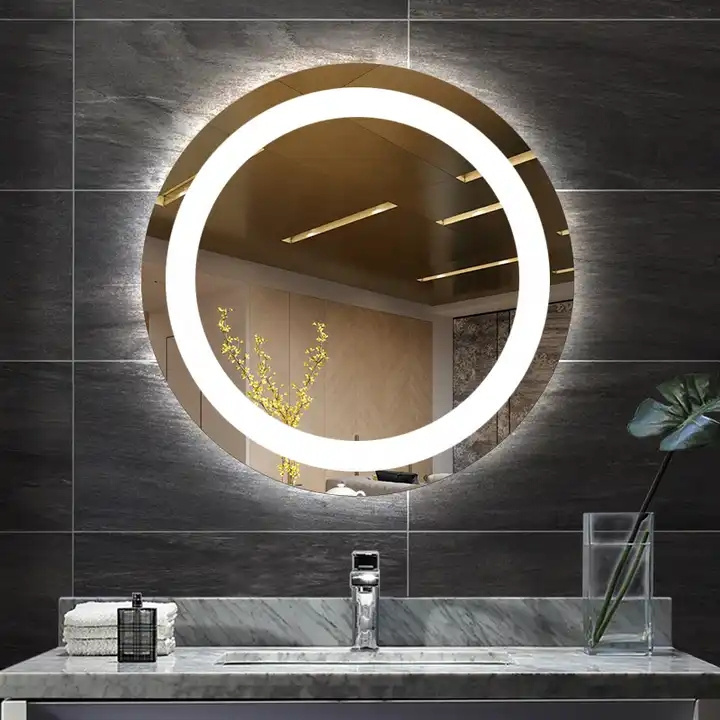 circle toilet chinese arch round led mirrors decor wall large full length stickers wall in bathroom mirror touch sensor switch