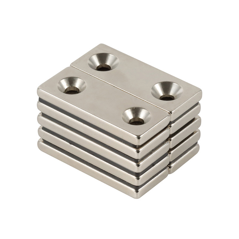 Free Sample Strong Power Rare Earth Neodymium 32x15X5MM Rectangular Magnet Countersunk with Screw Holes