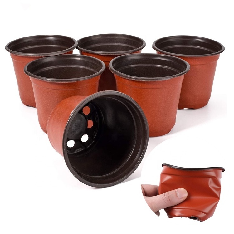 Pp Color Pink Black Terracotta Garden Flower Plant Plastic Nursery Pot White Double Color Soft Pots