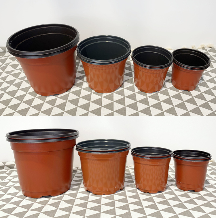 Manufacturer Round 2 3 4 10 14 Cm Gallon Black Red Cactus Planter Two-colors Recycled Seedling Plastic Nursery Pots