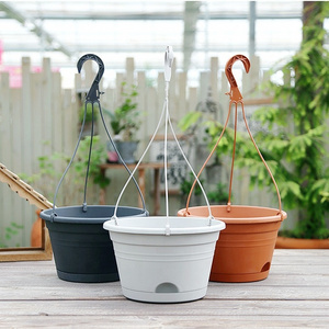 Wholesale Black Balcony Plastic Pots Planters Baskets 8 Inch 14" 12" Resin PP Hanging Kits Flower Pot