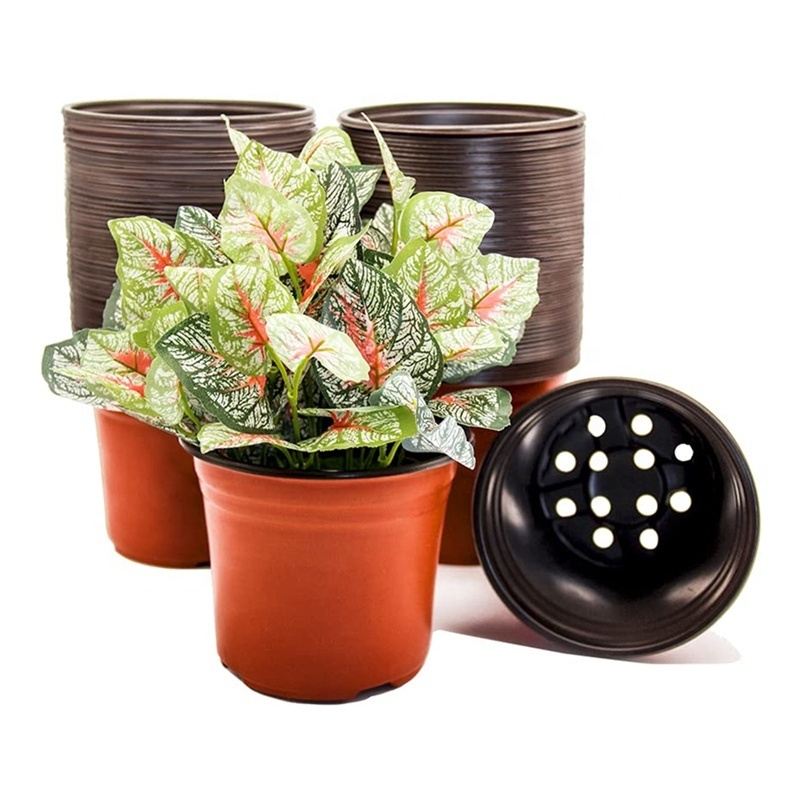 130 x 115 x 88mm Durable Double Color Plastic Flower Pot 8 Size Small Plant Nursery Flower Pots