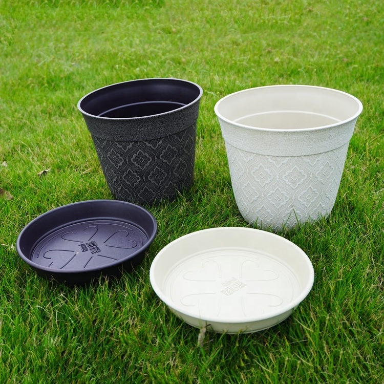 14 15 18 20 24 Cm 5 6 8 9 Inch round plant flower pot tray white plant saucer plastic planters  plant pot with saucer