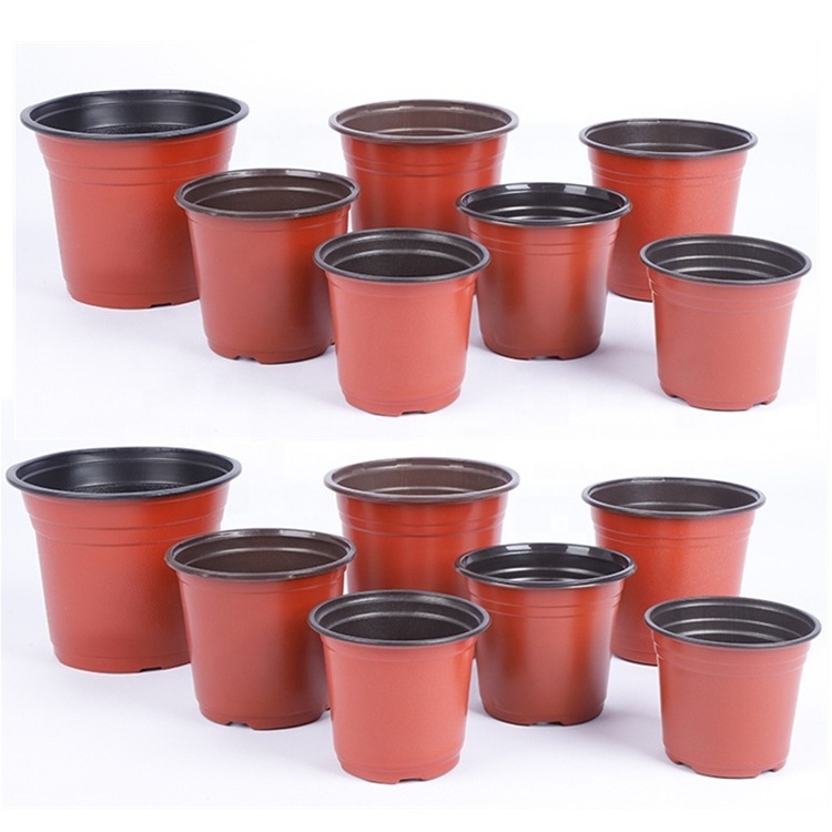 Durable 90 100 120 130 140 150 160 180mm Plastic Plant Nursery Double Color Flower Pot For Plants