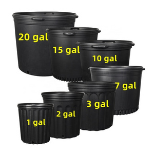 3 HDPE Gallon Pot Black Premium Black Hard Plastic Nursery Plant Container Garden Planter Growing Pots