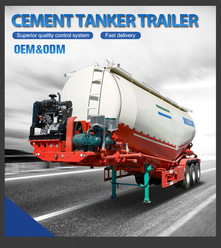 Bulk Cement Tank Trailer 3axle Fly Ash Cement Bulker Silo Tanker Pneumatic Semi Truck Trailer For Sale