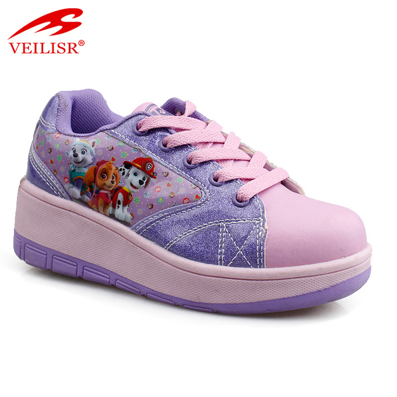 Outdoor PU upper children 1 wheel sneakers kids roller skate shoes