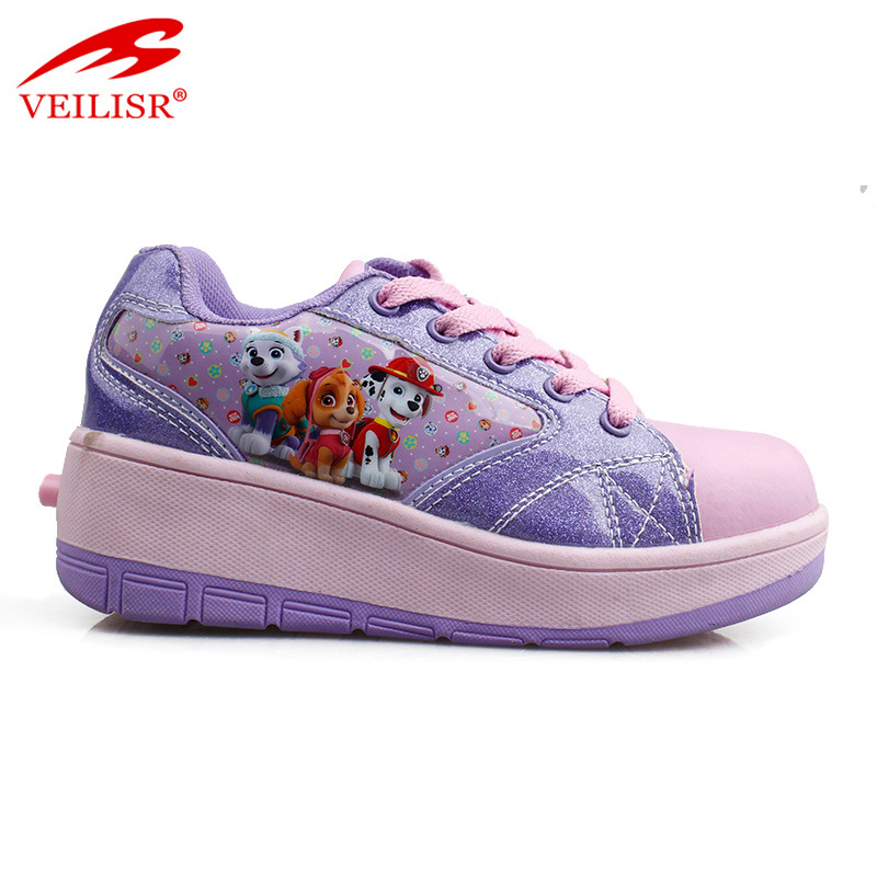 Outdoor PU upper children 1 wheel sneakers kids roller skate shoes