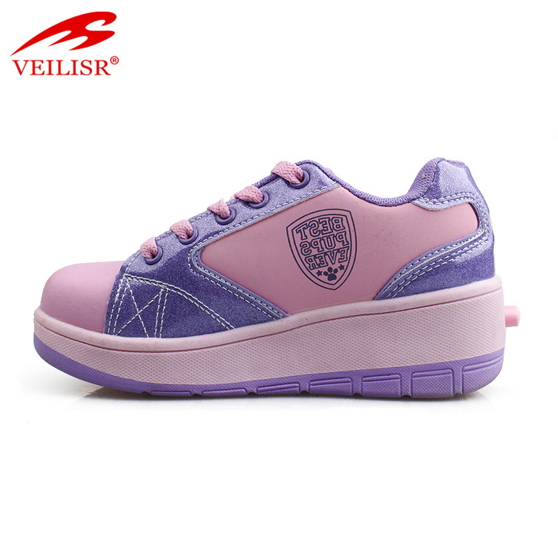 Outdoor PU upper children 1 wheel sneakers kids roller skate shoes