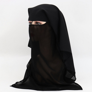 OEM Service Fashion Niqab Muslim Women Chiffon Headscarf Niqab Islamic Hijab