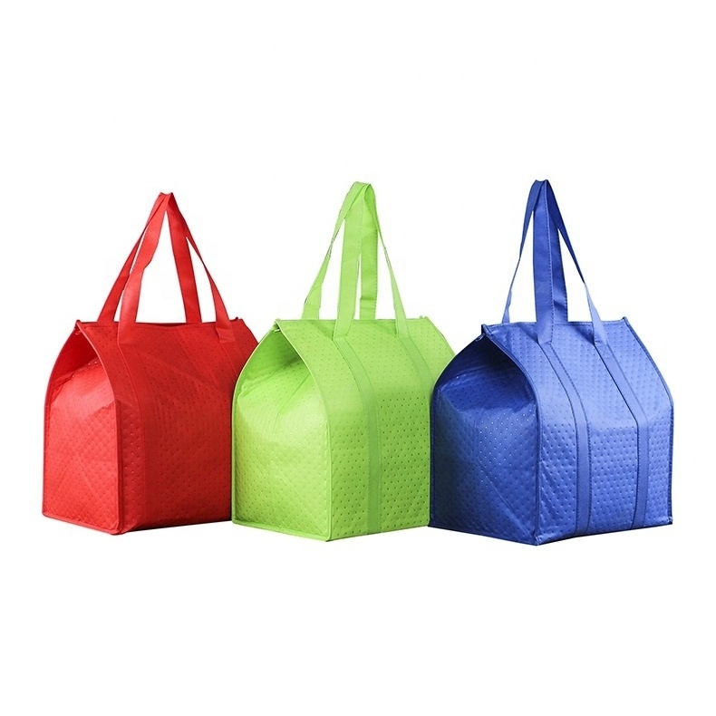 Reusable  LOGO PRINTING Portable   Pizza  Cake Frozen Hot  Cold Food Delivery Carry Tote Zipper Bag  Lunch Thermal Cooler Bags