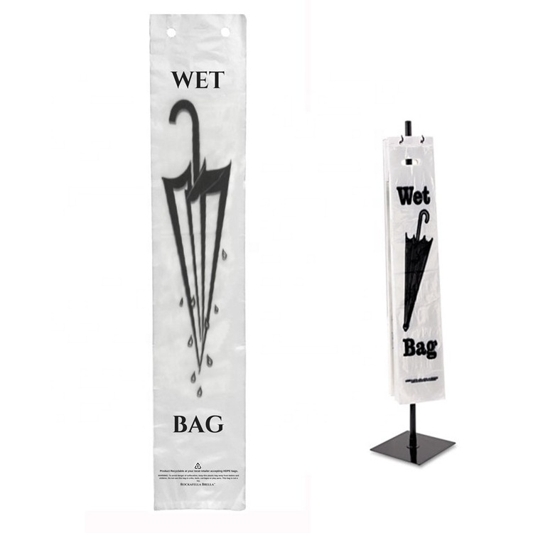 factory supply HDPE disposable clear plastic printing logo  waterproof disposable bags  long wet umbrella bags