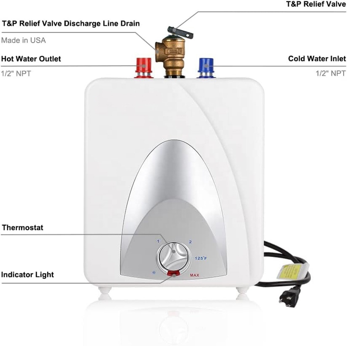 Electric Water Heater 1.3 Gallon, Hot Water Heater with 43.3'' Cord Plug