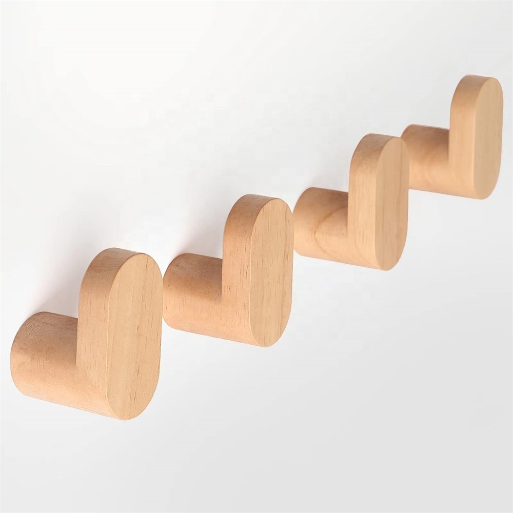 Wholesale Multifunctional Custom shape Beech Wood Handmade Hat Hooks Wood Wall Hooks for Wall