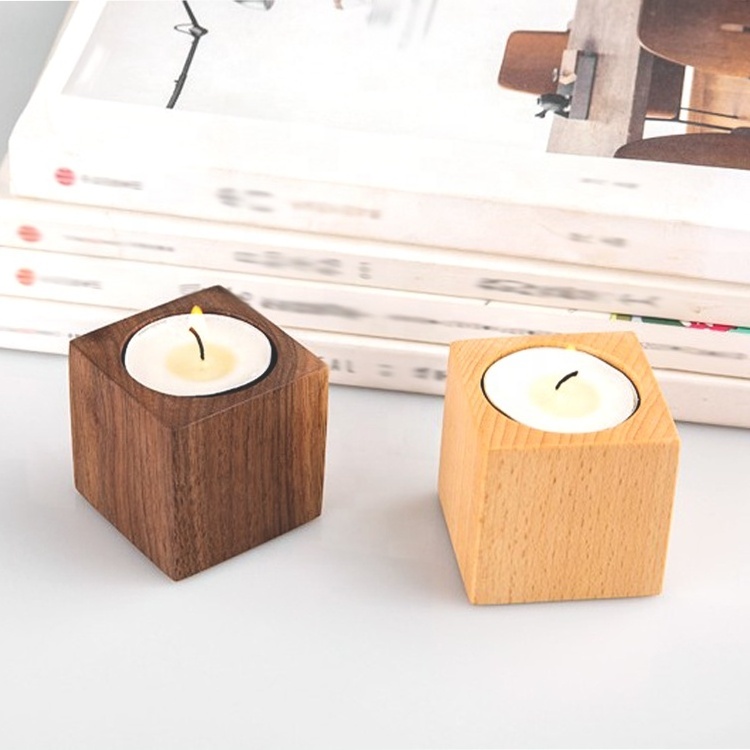 Custom Shape Wood Candle Holder Centerpiece for Dining Room Table, Home Decor Tea Light Holders Decorative