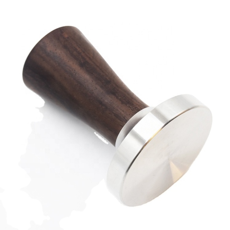 Coffee Tools Accessories 58mm Customizable Stainless Steel Flat Wooden Coffee Tamper Coffee Bean Press