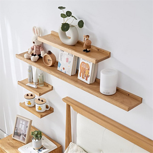 Customization Oak Wood Wall Shelves Wall Mounted Solid Wood Shelf Display Storage Rack for Home Decor