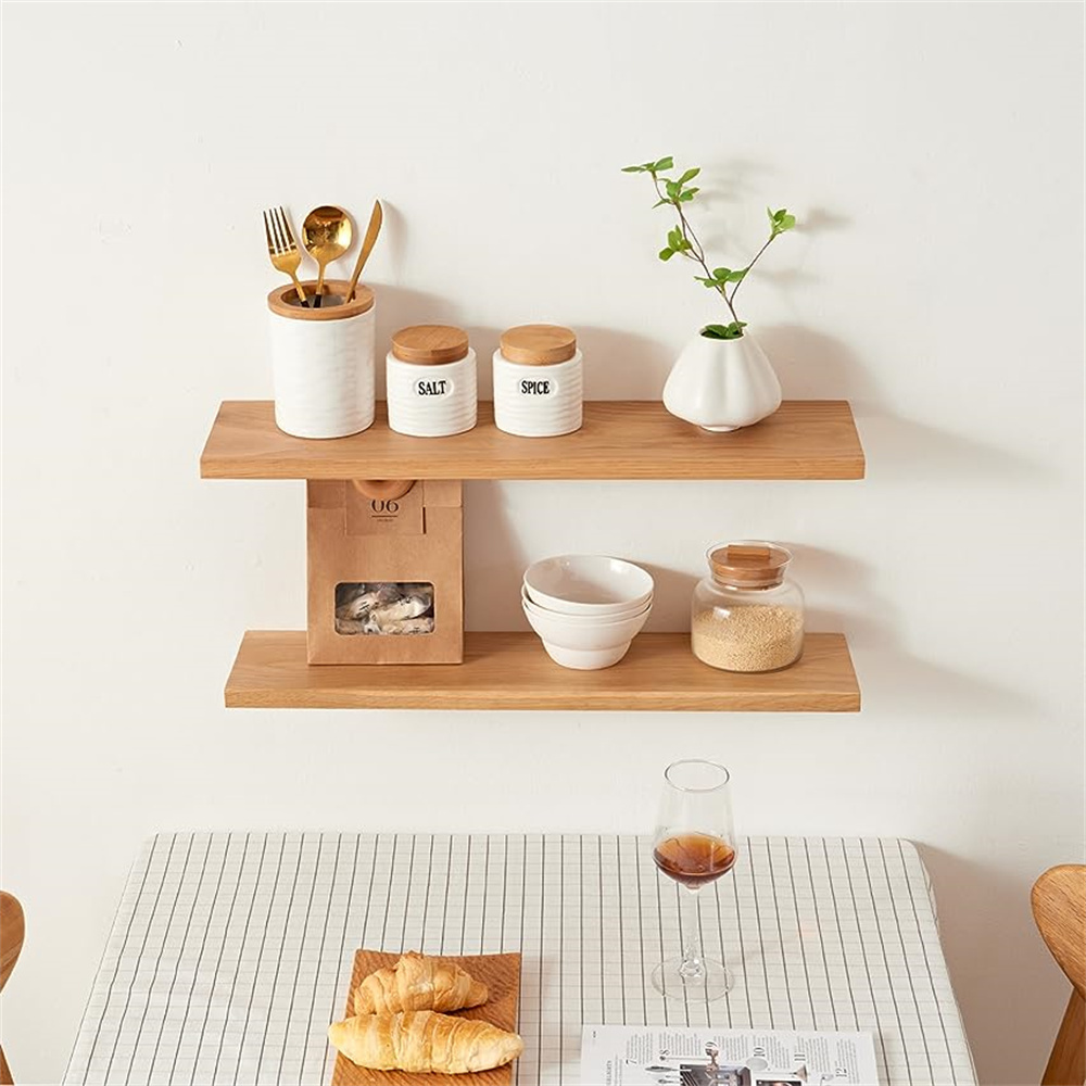 Customization Oak Wood Wall Shelves Wall Mounted Solid Wood Shelf Display Storage Rack for Home Decor