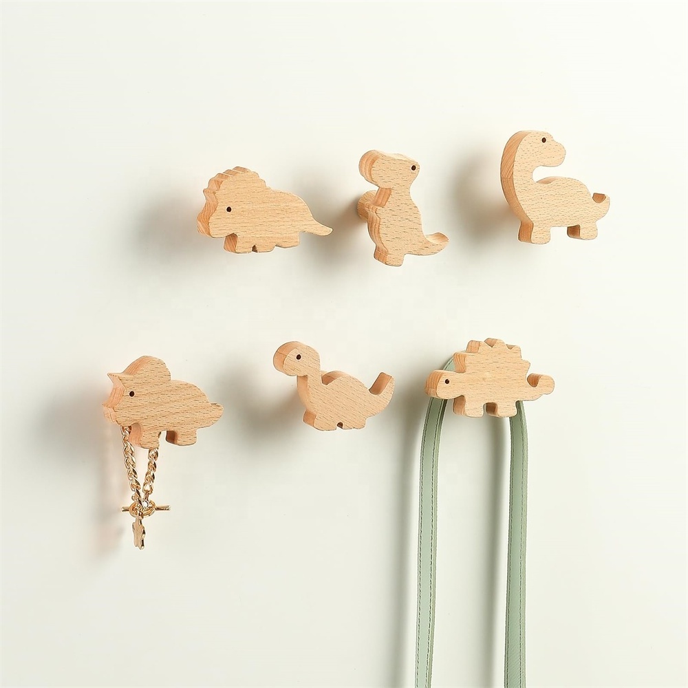 Wholesale Multifunctional Custom shape Beech Wood Handmade Hat Hooks Wood Wall Hooks for Wall