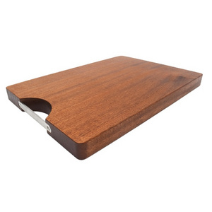 High Quality Sandalwood Cutting Board Sapele wood chopping board with Stainless Steel Handle