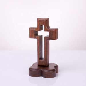 Holiday Gift Baptism Decor Rustic Standing Cross Wooden Cross Catholic Walnut Wood Crosses