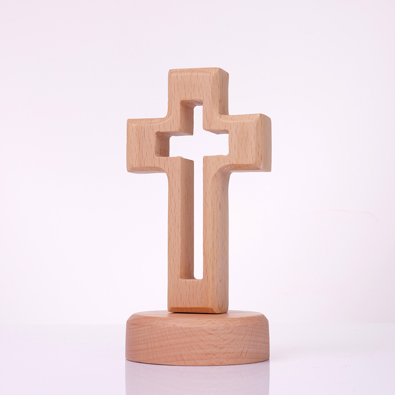 Holiday Gift Baptism Decor Rustic Standing Cross Wooden Cross Catholic Walnut Wood Crosses