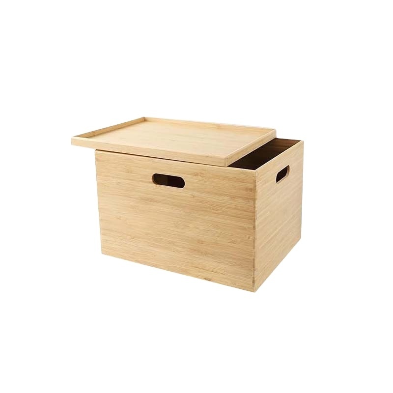 Decorative Farmhouse Bamboo Wooden Storage Container Boxes Rustic Wood Nesting Crates with Handles Wooden Crate Box