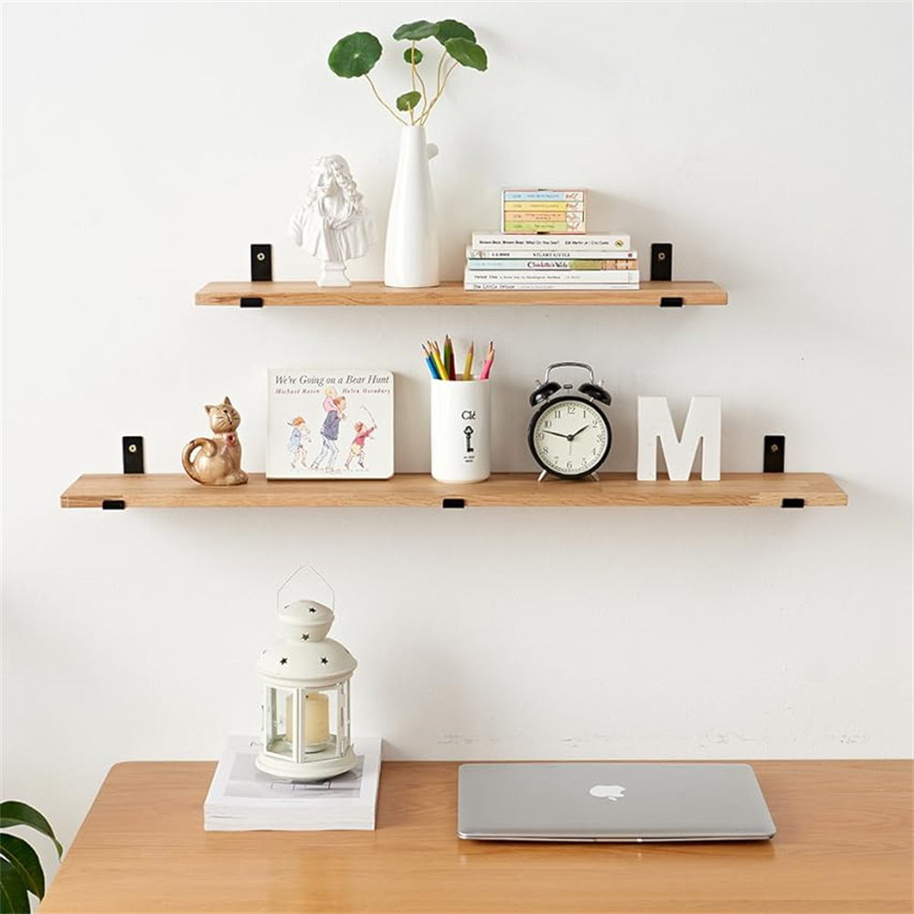 Customization Oak Wood Wall Shelves Wall Mounted Solid Wood Shelf Display Storage Rack for Home Decor