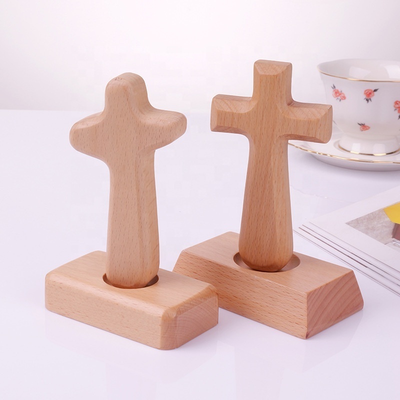 Holiday Gift Baptism Decor Rustic Standing Cross Wooden Cross Catholic Walnut Wood Crosses