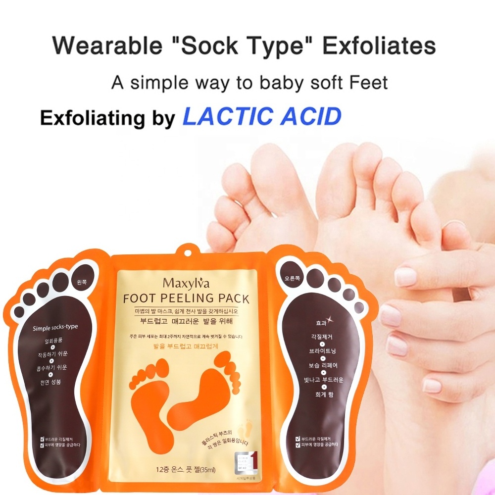 Private Label Exfoliating Calluses Footmask Baby Soft Feet Skin Care Peeling Smooth Foot Peel Mask