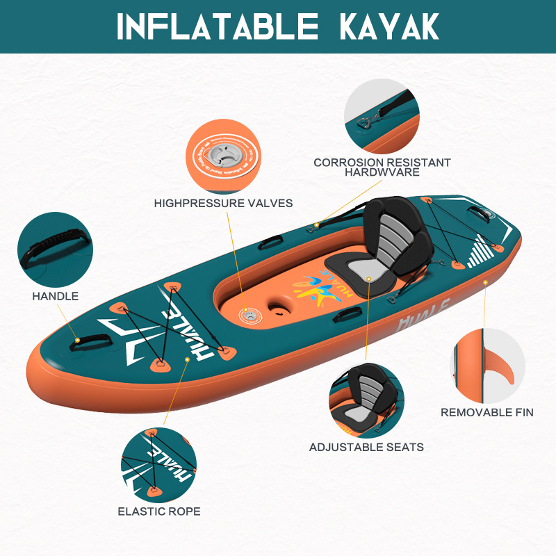 2024 Factory Sea Kayak Boat 2 Person Favorite High Quality Sit In Inflatable Canoe Yacht Kayak Folding Propeller Portable