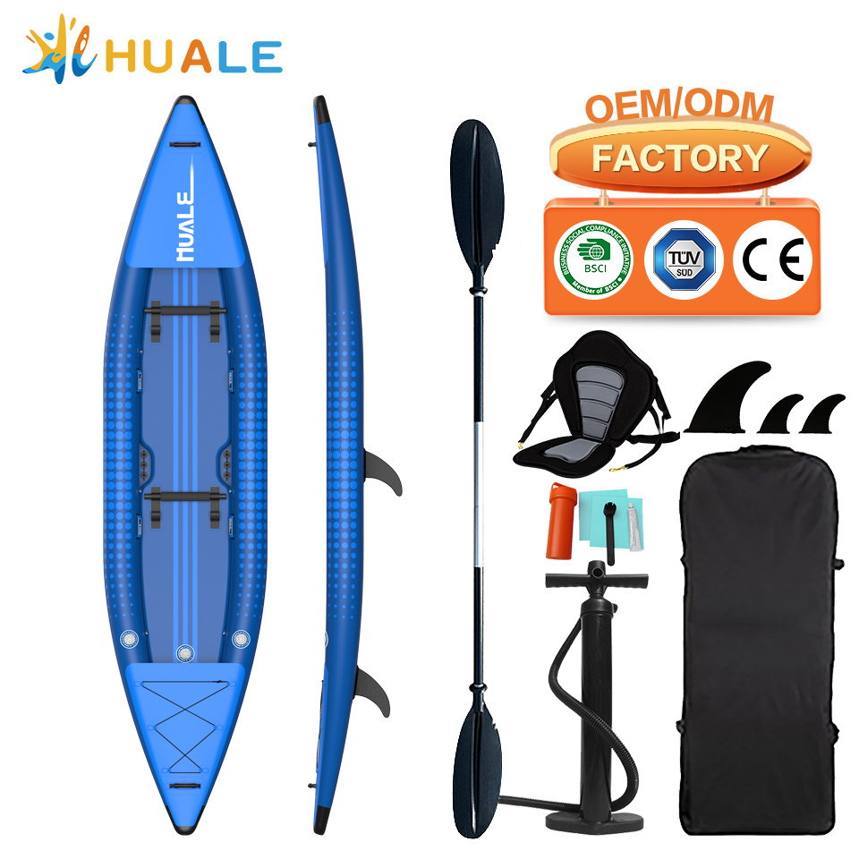 China New Custom Logo Canoe Plastic Kayak Fishing Belly Boat Pvc Inflatable 2 Person Kayak Boat Clear With Repair Kit