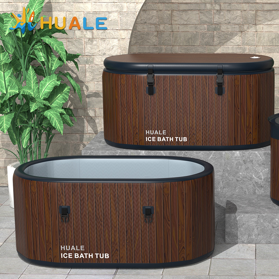 HUALE Customized Size Dropstitch Inflatable Single Portable Ice Tub Barrel Bath Pool Cold Therapy Plunge Ice Bath Recovery Pod