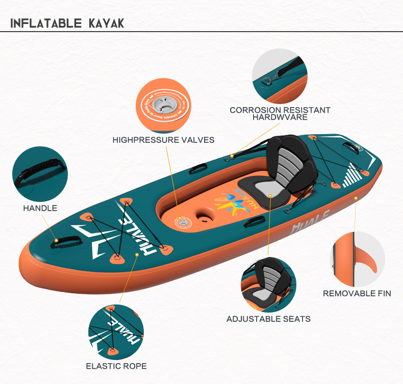 High Material Customized Inflatable Kayak Fishing Kayak Pedal Drive High Speed Pvc Inflatable Kayak Rowing Boat Rigid 2 Person