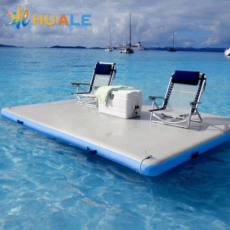 High quality wholesale custom size yacht outdoor waterplay sun bathing inflatable floating island dock platform for sale