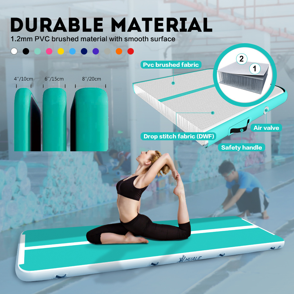 Huale OEM Hot Sale 3m 4m 5m 6m 8m 10m 12m Yoga Gym Inflated Airtrack Mat Inflatable Gymnastics Tumbling Air Track