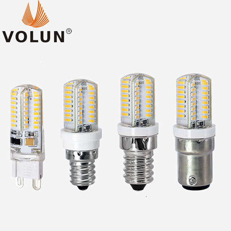 10pcs/pack 12V 110V 220V 64LEDs SMD3014 mini led bulb G4 G5.3 G9 E12 E14 BA15D G8 GY6.35 led lamp Silica Gel mini led corn bulb