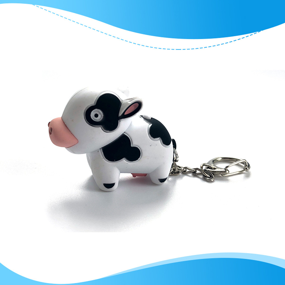 Cow animal LED Keychain flashlight Light with Sound purse keychain