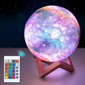 16 Colors Smart Moon Light USB Rechargeable Remote Control 3D Printing LED Night Light