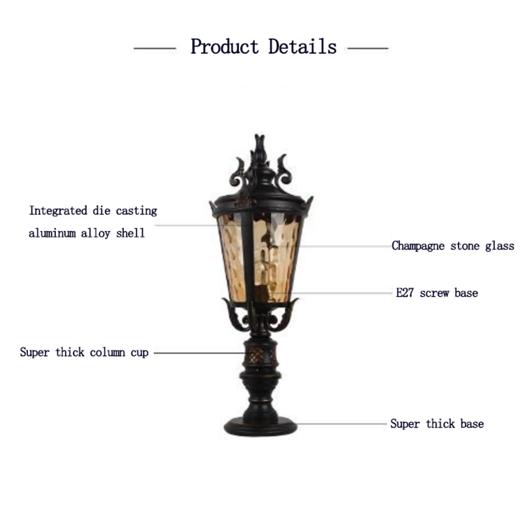 European Pillar Lights Outdoor Post Light Pier Mount Fixture For Exterior House Porch Patio Deck Garage Yard Garden