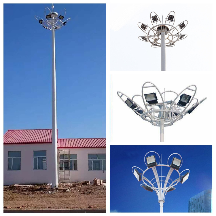 Metal pole high mast lighting poles 12m 200W floodlight high pole road square playground LED lamp