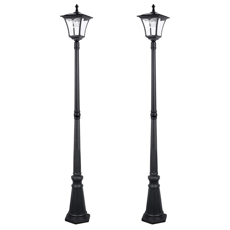 Black Lampara Top Solar Garden Lanterns Outside Pole Lights Yard Pathway Street Solar Lamp Post Outdoor