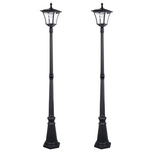 Black Lampara Top Solar Garden Lanterns Outside Pole Lights Yard Pathway Street Solar Lamp Post Outdoor