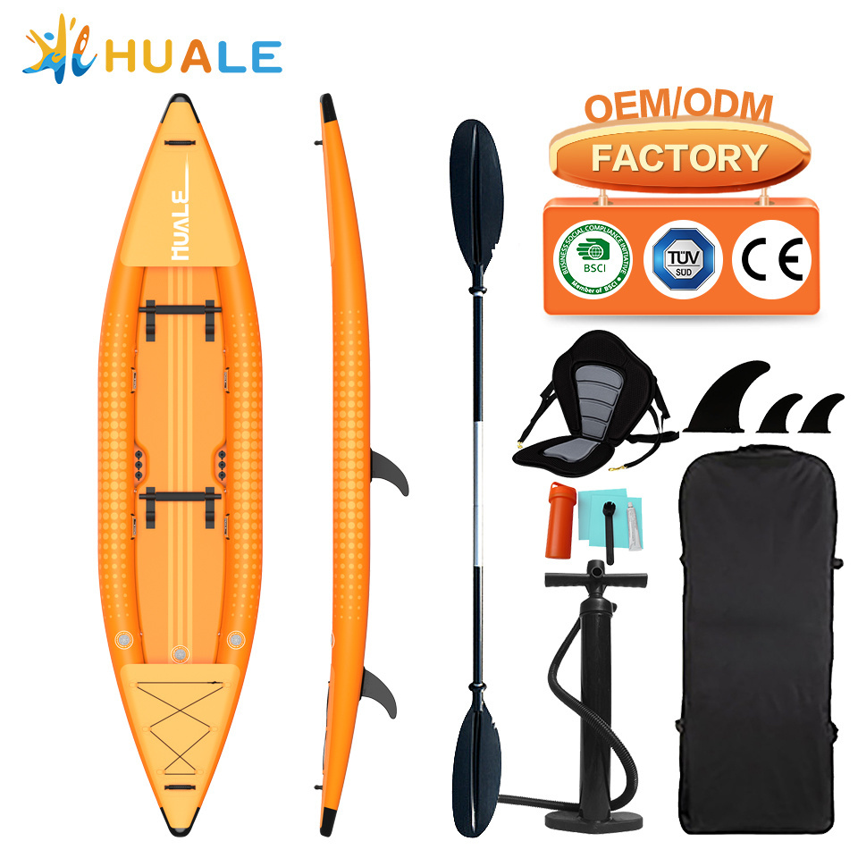 Hot Sale Manufacturing Drop Stitch Kayak Boat Inflatable Foldable Boat 2 Person High Speed Pvc Rowing Boat Rigid Popular Design